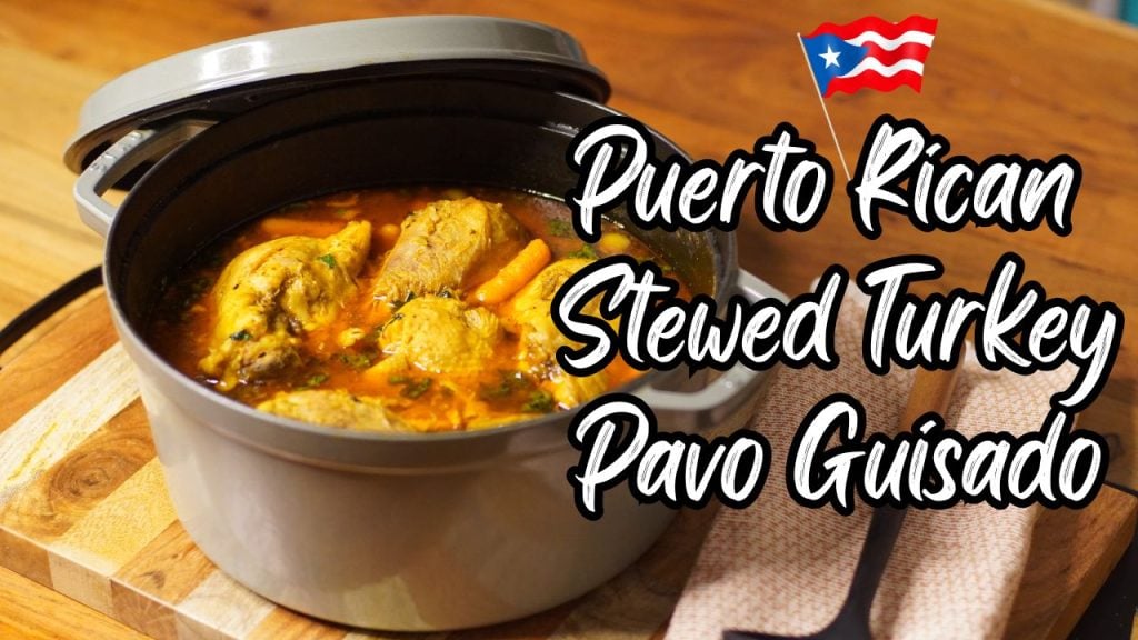 picture of pavo guisado in Eucalyptus Staub dutch oven side view